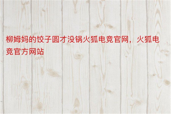 柳姆妈的饺子圆才没锅火狐电竞官网，火狐电竞官方网站