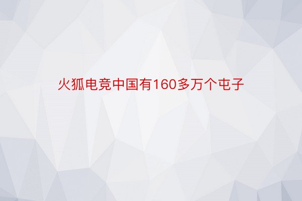 火狐电竞中国有160多万个屯子