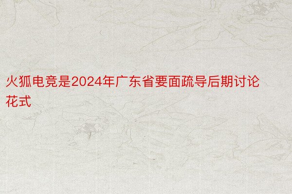 火狐电竞是2024年广东省要面疏导后期讨论花式